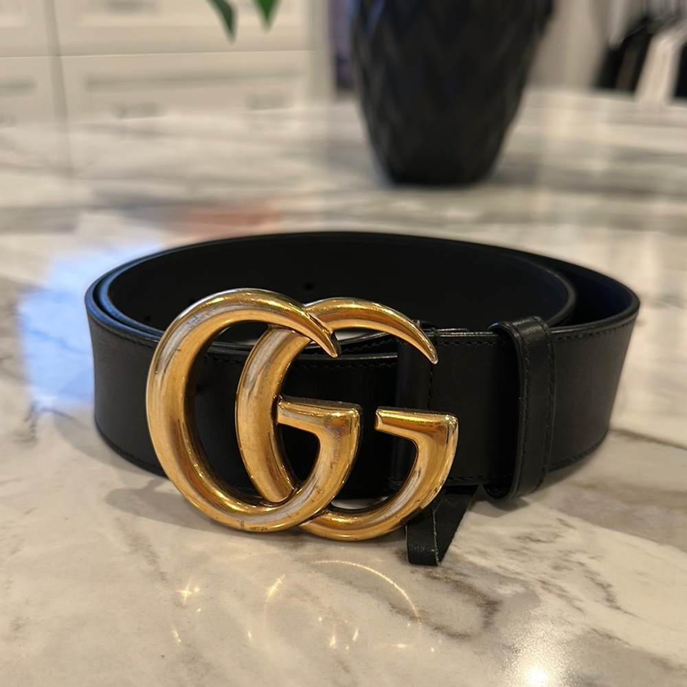 Black Belt with Gold GG Buckle